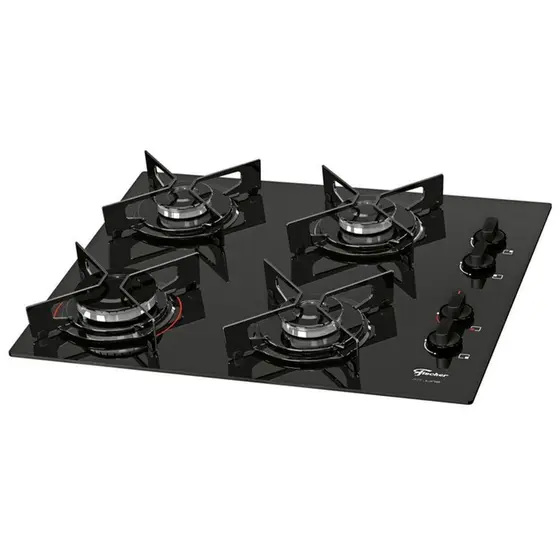 Cooktop 4 Bocas a Gás Fischer Fit Line com Mesa de Vidro