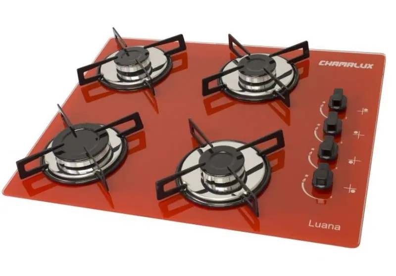 Cooktop 4 Bocas a Gás Chamalux Ultra Chama Vermelho Bivolt
