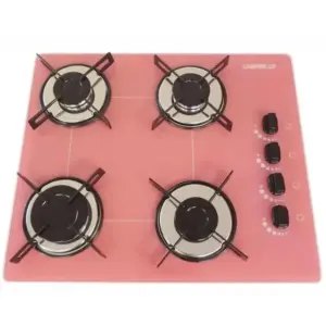 Cooktop 4 Bocas a Gás Chamalux Ultra Chama com Mesa de Vidro Temperado Rosa Bivolt