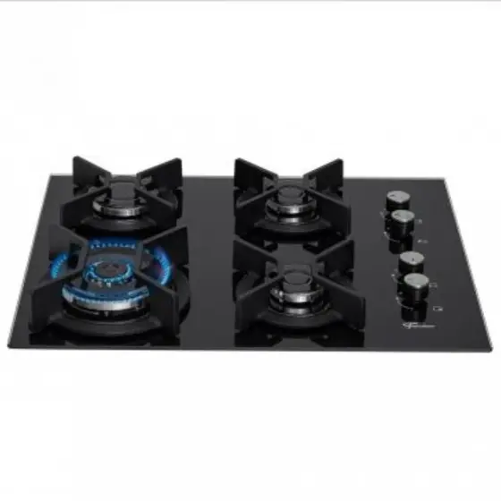Cooktop 4 Bocas a Gás Fischer Infinity Tripla Chama com Trempe de Ferro Fundido e Mesa de Vidro Preto Bivolt 26297 57076