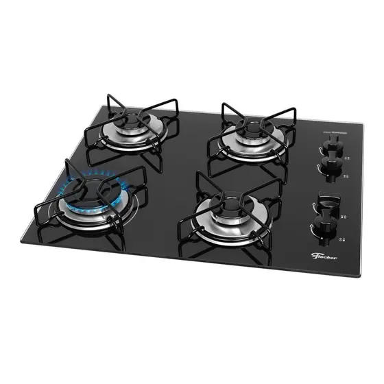 Cooktop 4 Bocas a Gás Fischer Fit Line com Mesa de Vidro e Acendimento Automático Bivolt 36350-102675