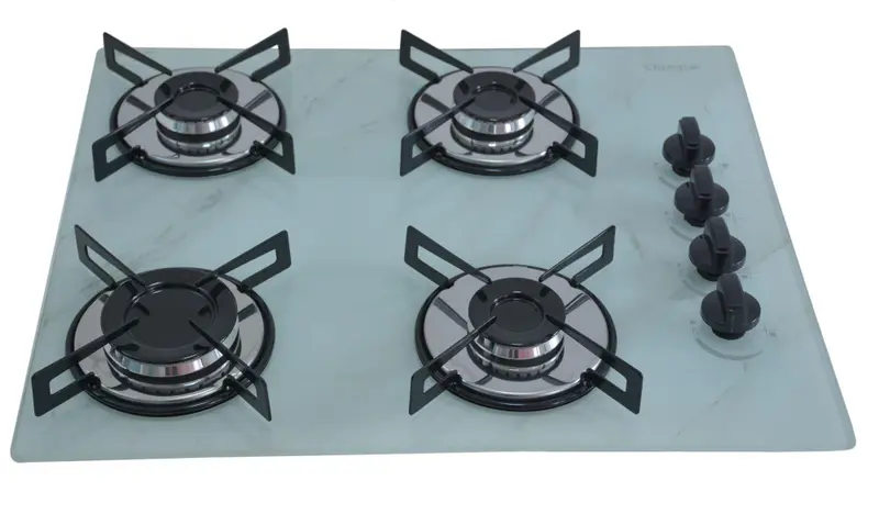 Cooktop 4 Bocas a Gás Chamalar Premium Ultra Chama Marmorizado Branco Bivolt