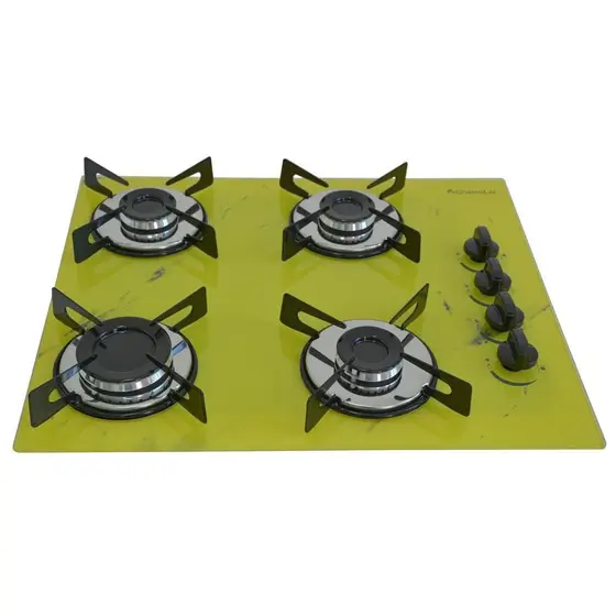 Cooktop 4 Bocas a Gás Chamalar Ultra Chama Marmorizado Amarelo Bivolt