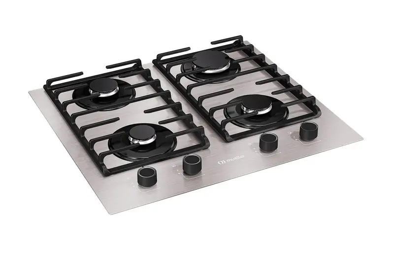 Cooktop 4 Bocas a Gás Mueller Ultra Chama com Mesa de Alumínio Bivolt MCG4BL
