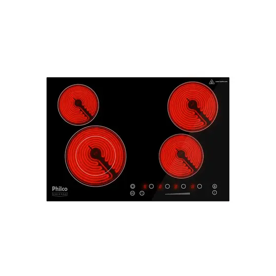 Cooktop 4 Bocas Elétrico Philco Volcano Preto 220V PCT44VC