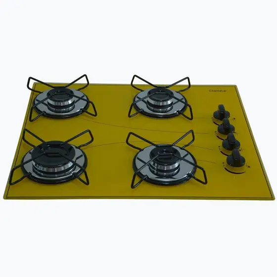 Cooktop 4 Bocas a Gás Chamalar Ultra Chama Amarelo Bivolt