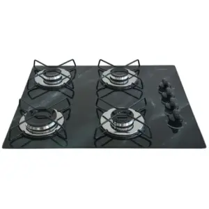 Cooktop 4 Bocas a Gás Chamalar Ultra Chama Marmorizado Preto Bivolt