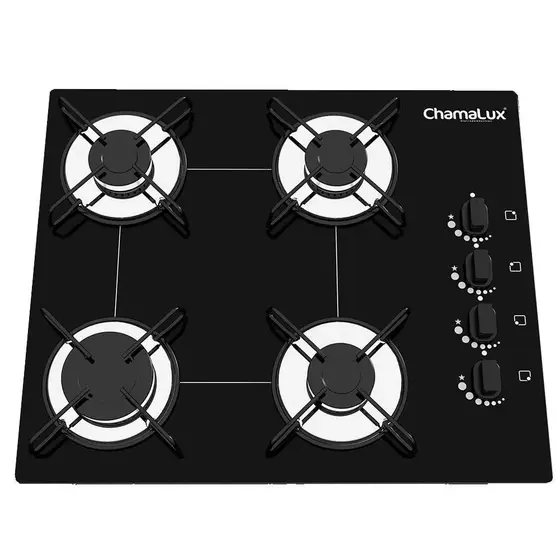 Cooktop 4 Bocas a Gás Chamalux Ultra Chama Preto