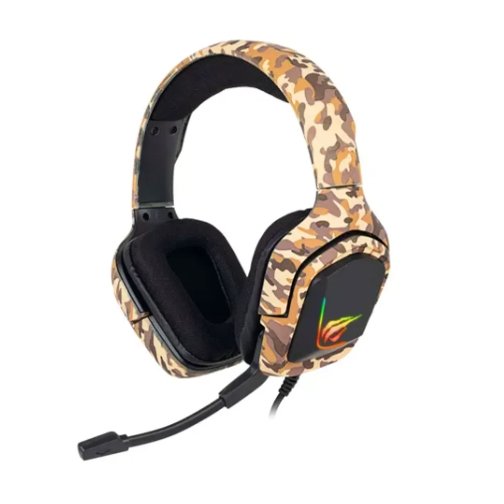 Headset Gamer com LED USB Camuflado Marrom
