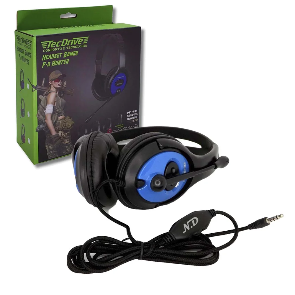 Headset Gamer P3 para PS4 Xbox Notebook Azul