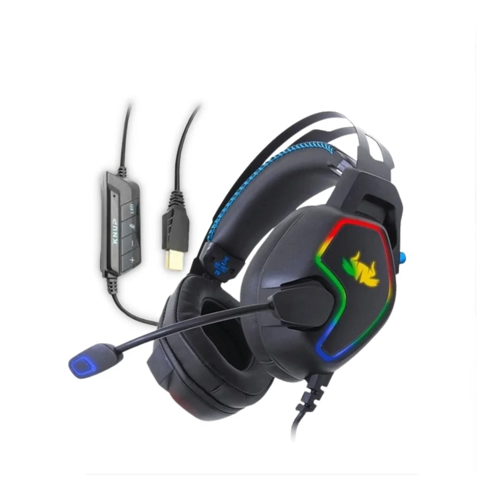 Headset Gamer Knup com Microfone LED RGB