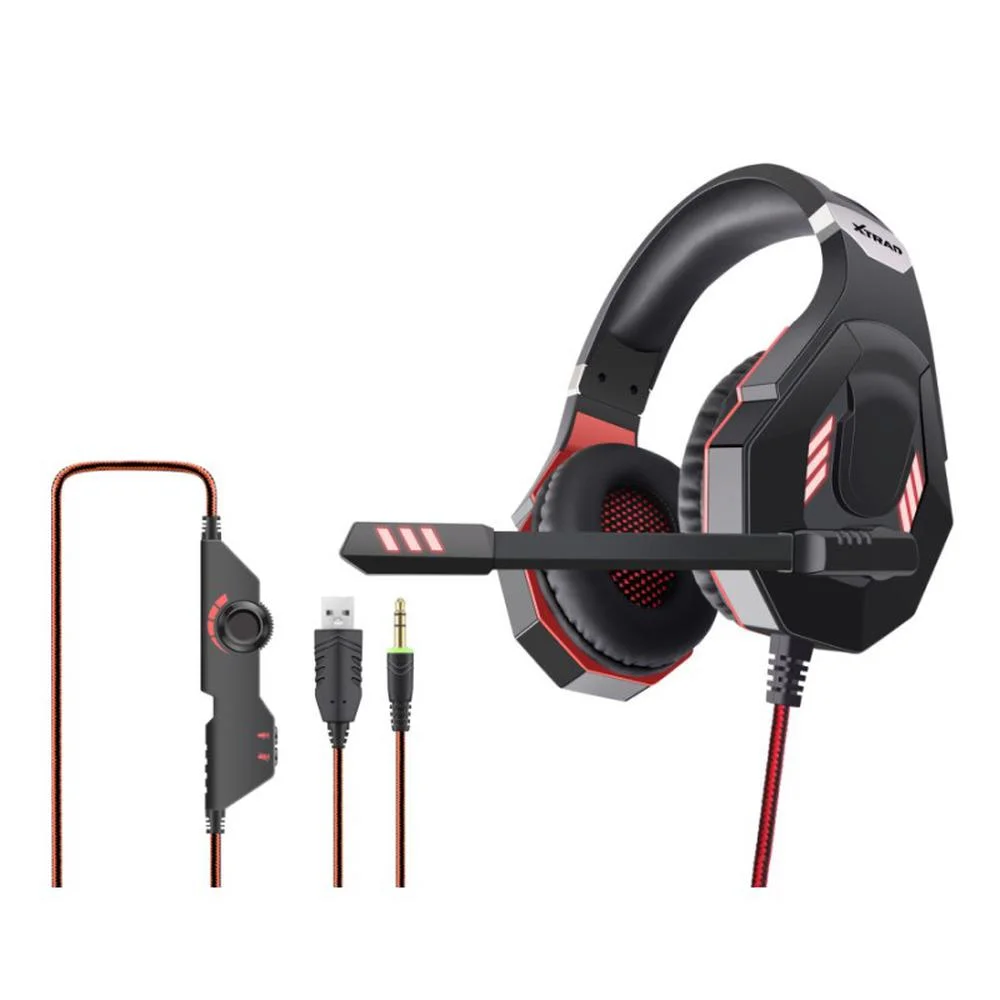Headset Gamer Xtrad Tech Pro com Microfone Preto/Vermelho LC-823