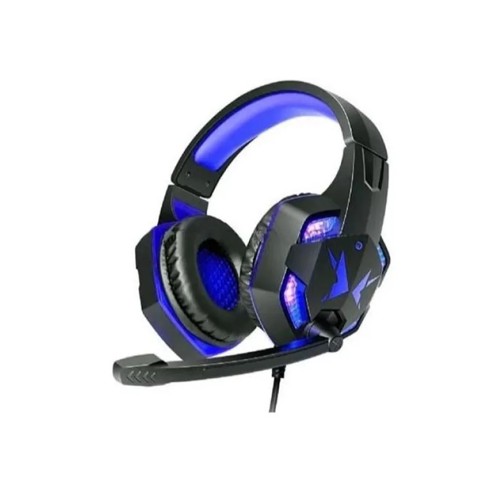 Headset Gamer Exbom com Fio e LED com Microfone USB P3 P2 Azul HF-G600