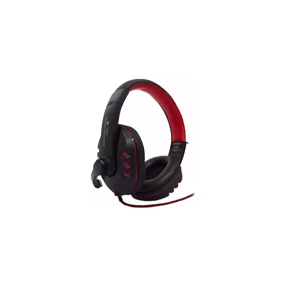 Headset Gamer Exbom Full HiFi Stereo Bass Vermelho HF-G650