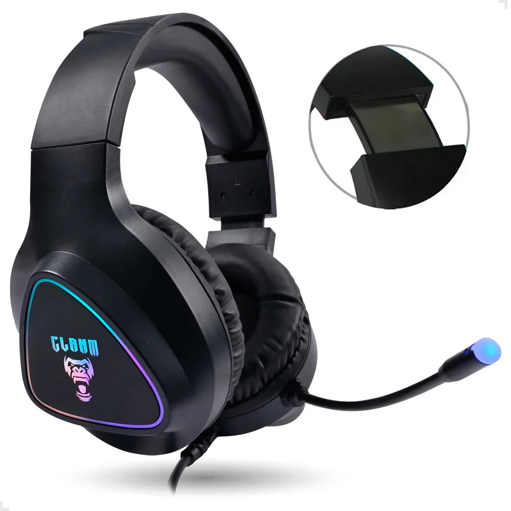 Headset Gamer Night Mount Profissional 7.1 Surround RGB Preto