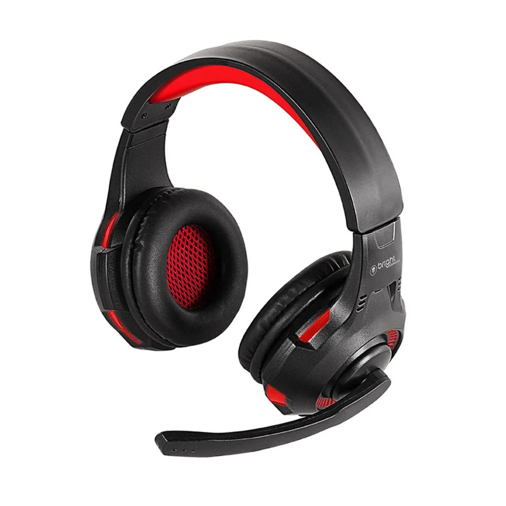Headset Gamer Bright com LED Vermelho USB P2 Preto/Vermelho 0468