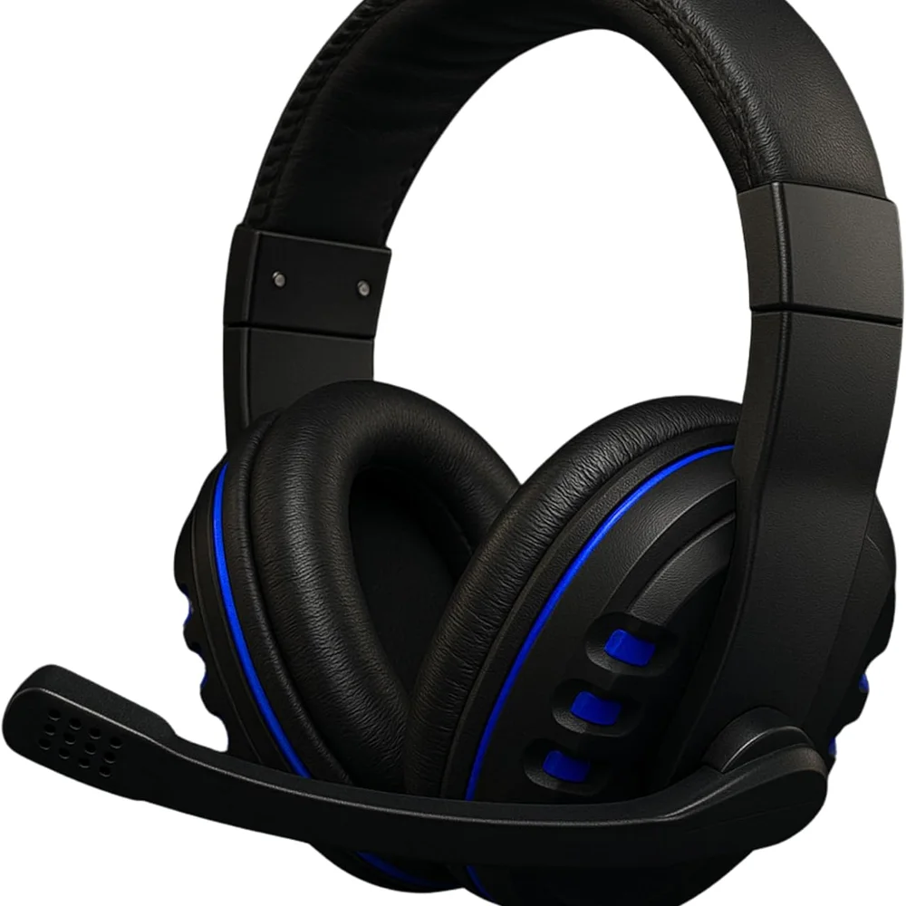 Headset Gamer com Microfone Ajustável Som Estéreo Imersivo LED Azul para PS4 PS5 Xbox PC e Celulares