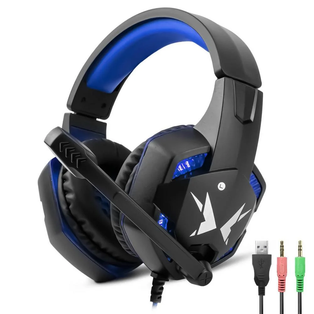 Headset Gamer Exbom com Microfone e LED Azul HF-G600