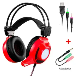 Headset Gamer DIGITAL com LED Vermelho MH8