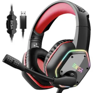 Headset Gamer Eksa E1000 7.1 RGB para PS5 PS4 PC USB Red