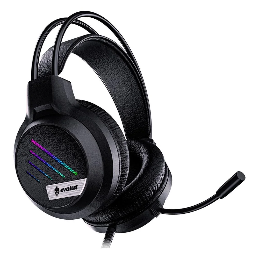 Headset Gamer Evolut Lesh com LED Driver 50mm 3.5mm Preto EG306
