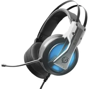 Headset Gamer ELG Flakes Power Storm 7.1 Virtual Surround com LED e Microfone Drivers 60mm Prata/Preto FLKH001