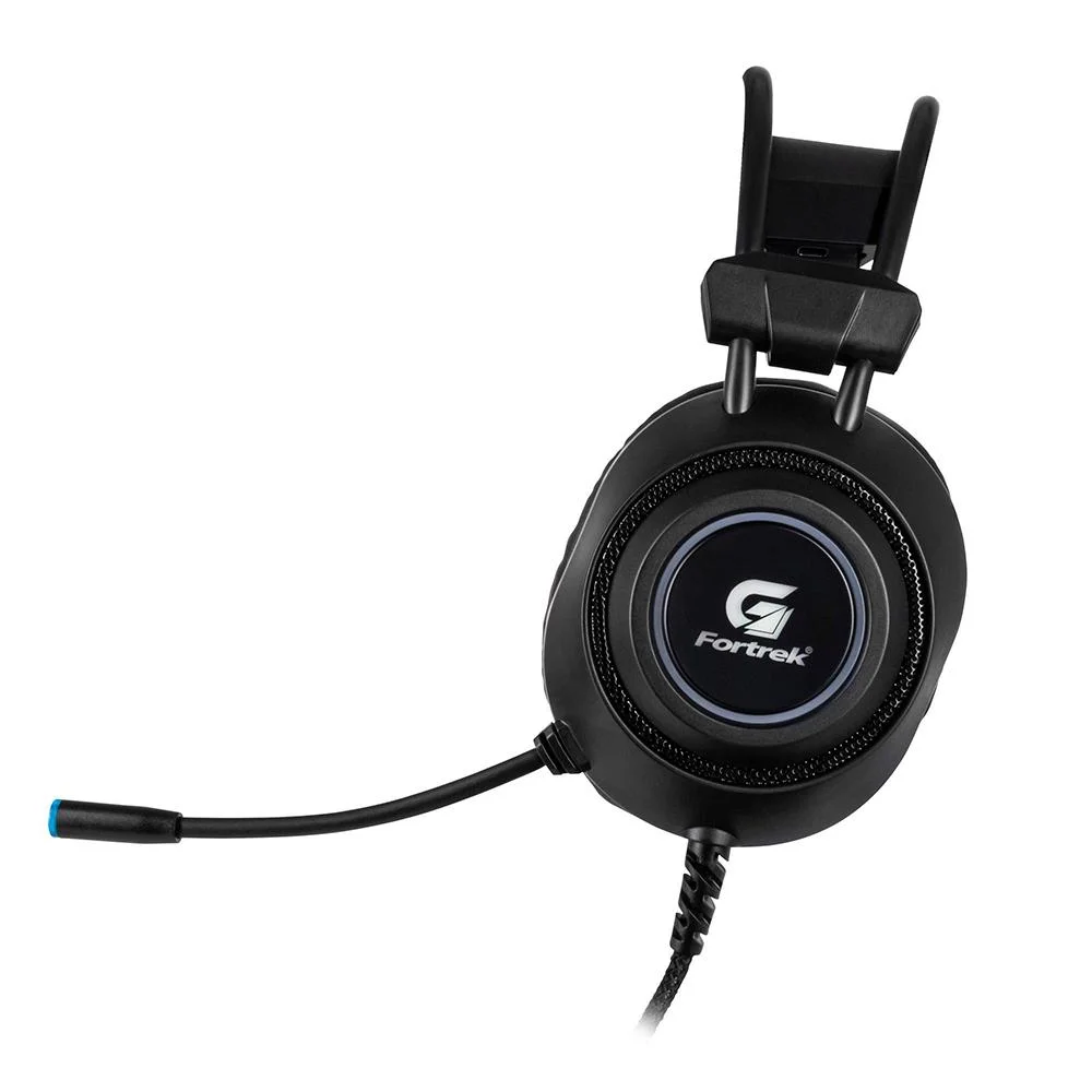 Headset Gamer Fortrek Crusader com Microfone RGB Cabo Trançado P2 + USB Preto