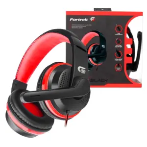 Headset Gamer Fortrek Spider Black Driver 40mm P3 + Adaptador P2 Preto e Vermelho Headset Gamer Fortrek Spider Black Driver 40mm P3 + Adaptador P2 Preto e Vermelho