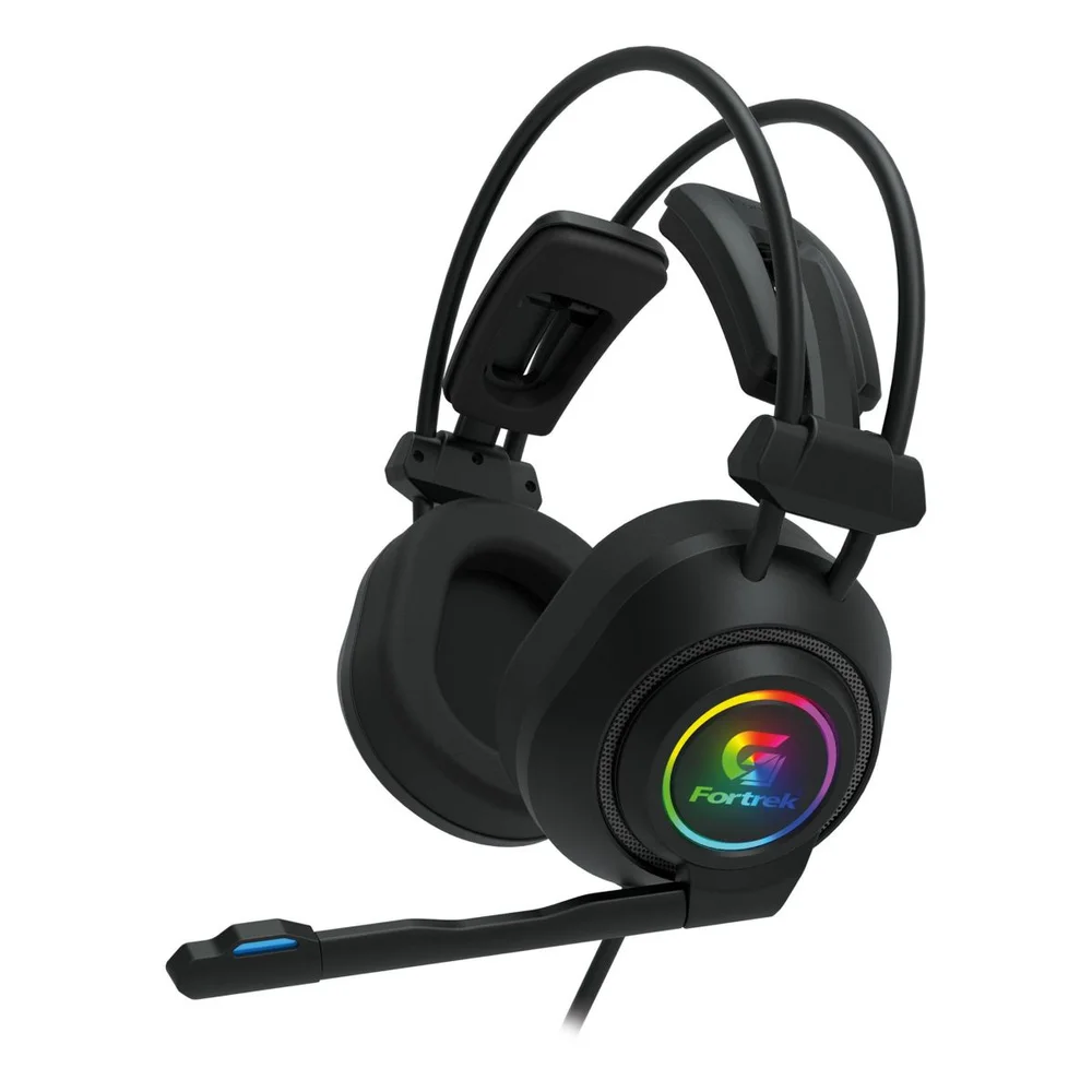 Headset Gamer Fortrek Vickers com RGB 50mm P2 + USB com Adaptador P3 Preto 70556