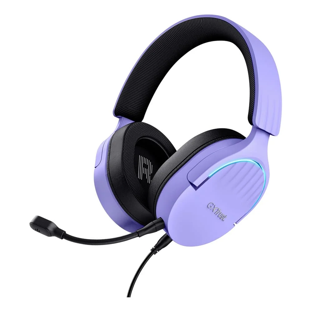 Headset Gamer GXTrust Fayzo com Iluminação LED Microfone Destacável e Cancelamento de Ruído Roxo 490P 25303