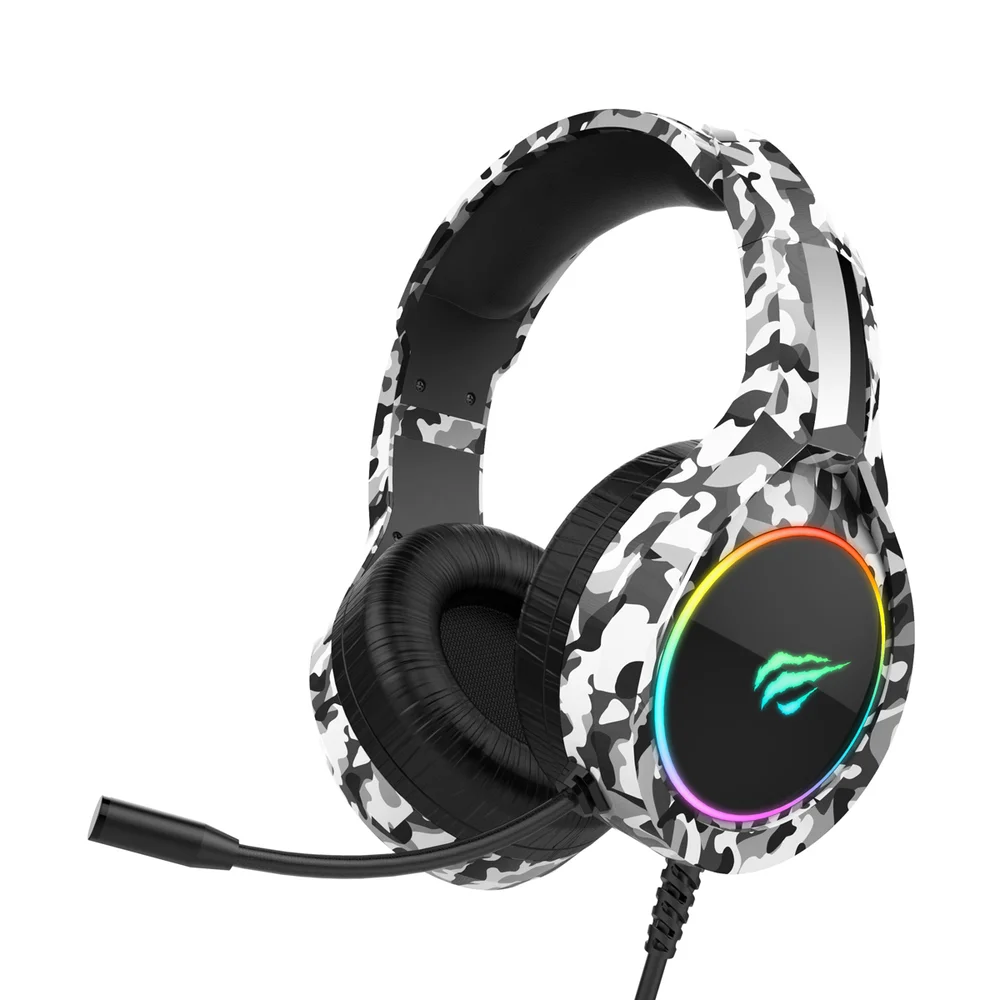 Headset Gamer Havit Gamenote H2232D RGB Camuflado Cinza