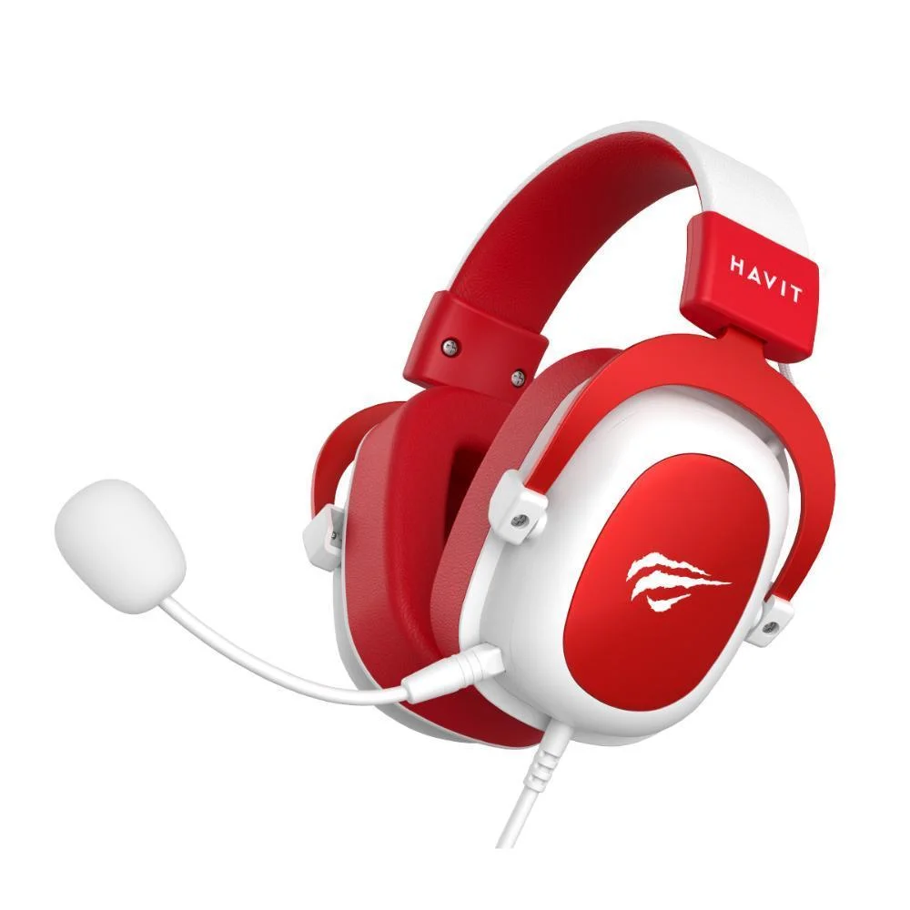 Headset Gamer Havit H2002D P2 Branco com Vermelho HVGMH-H2002D-WR