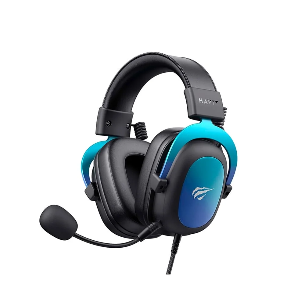 Headset Gamer Havit H2002U Pro High-end 7.1 Virtual Surround Espuma de Memória Preto e Azul HV-H2002U Pro
