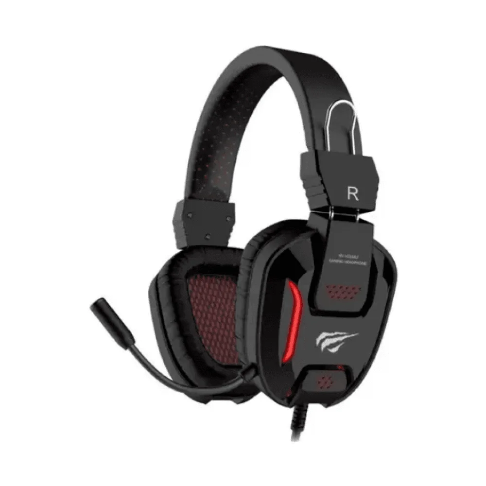 Headset Gamer Havit H2168D com LED Vermelho Drivers 40mm USB e P2 Preto e Vermelho