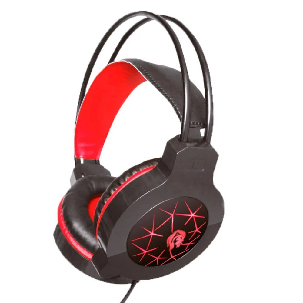 Headset Gamer Hayom HF2200 com Microfone e LED Conector P2 e USB para Energia Preto e Vermelho