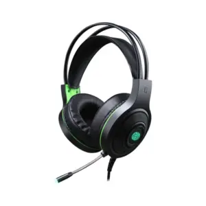 Headset Gamer Hoopson com LED Preto e Verde F-101-VD