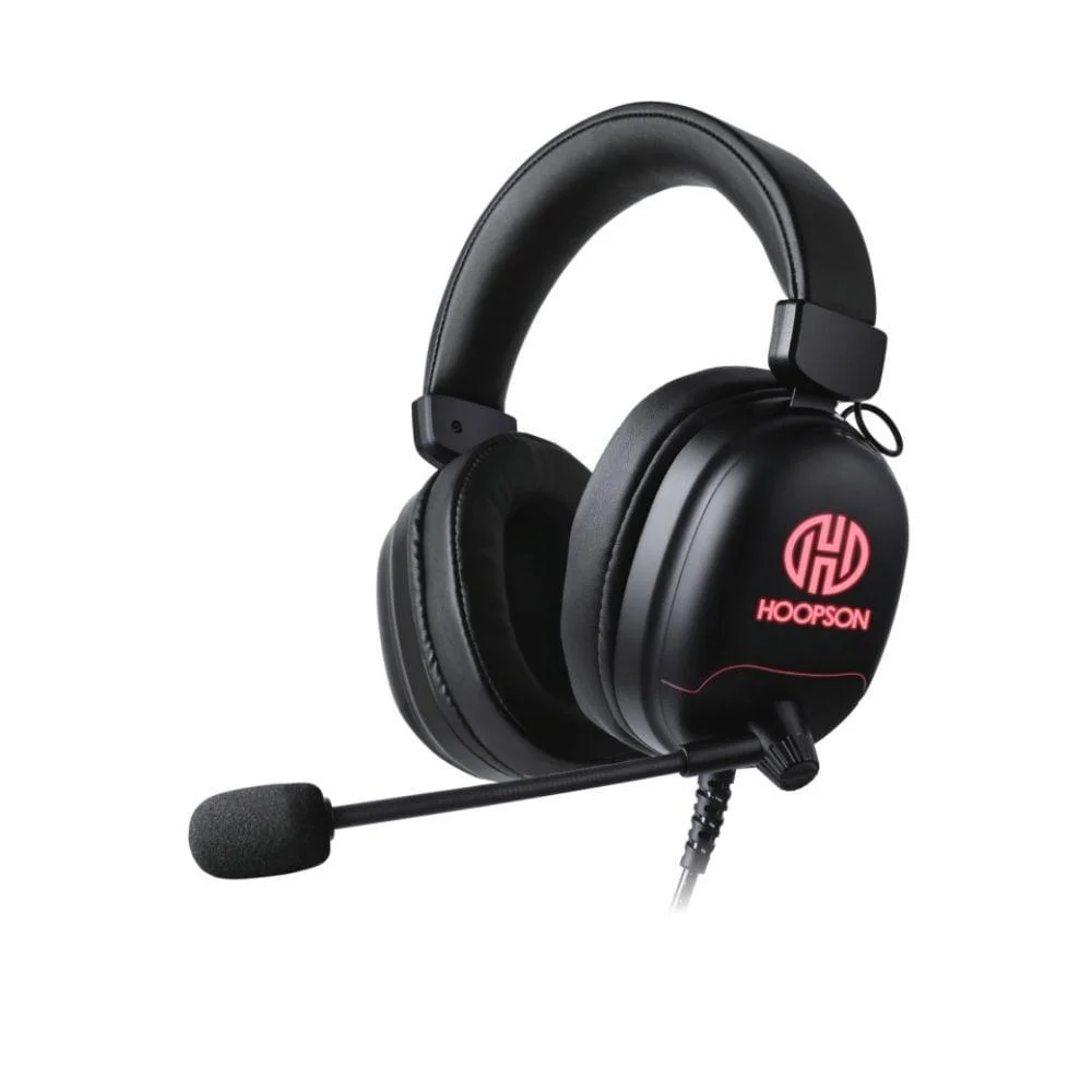 Headset Gamer Hoopson com LED Preto e Vermelho F-102-VM