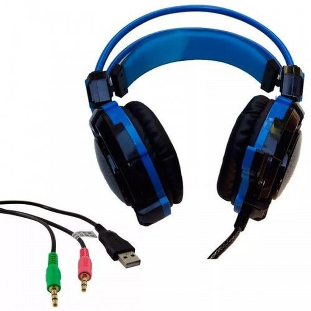 Headset Gamer Infokit X-Soldado com LED Preto/Azul GH-X30