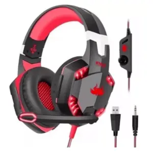 Headset Gamer Knup com Conexão P2 e USB Preto/Vermelho 455A