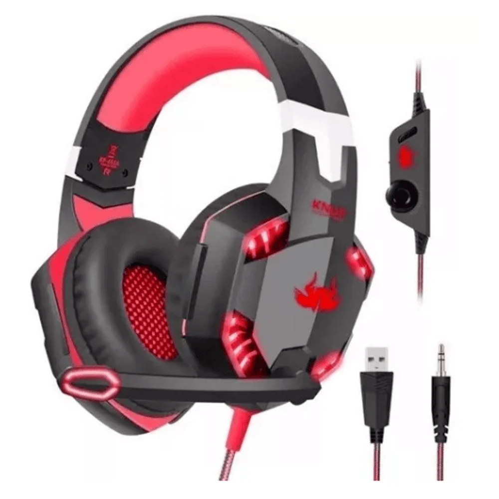 Headset Gamer Knup com Conexão P2 e USB Preto/Vermelho 455A