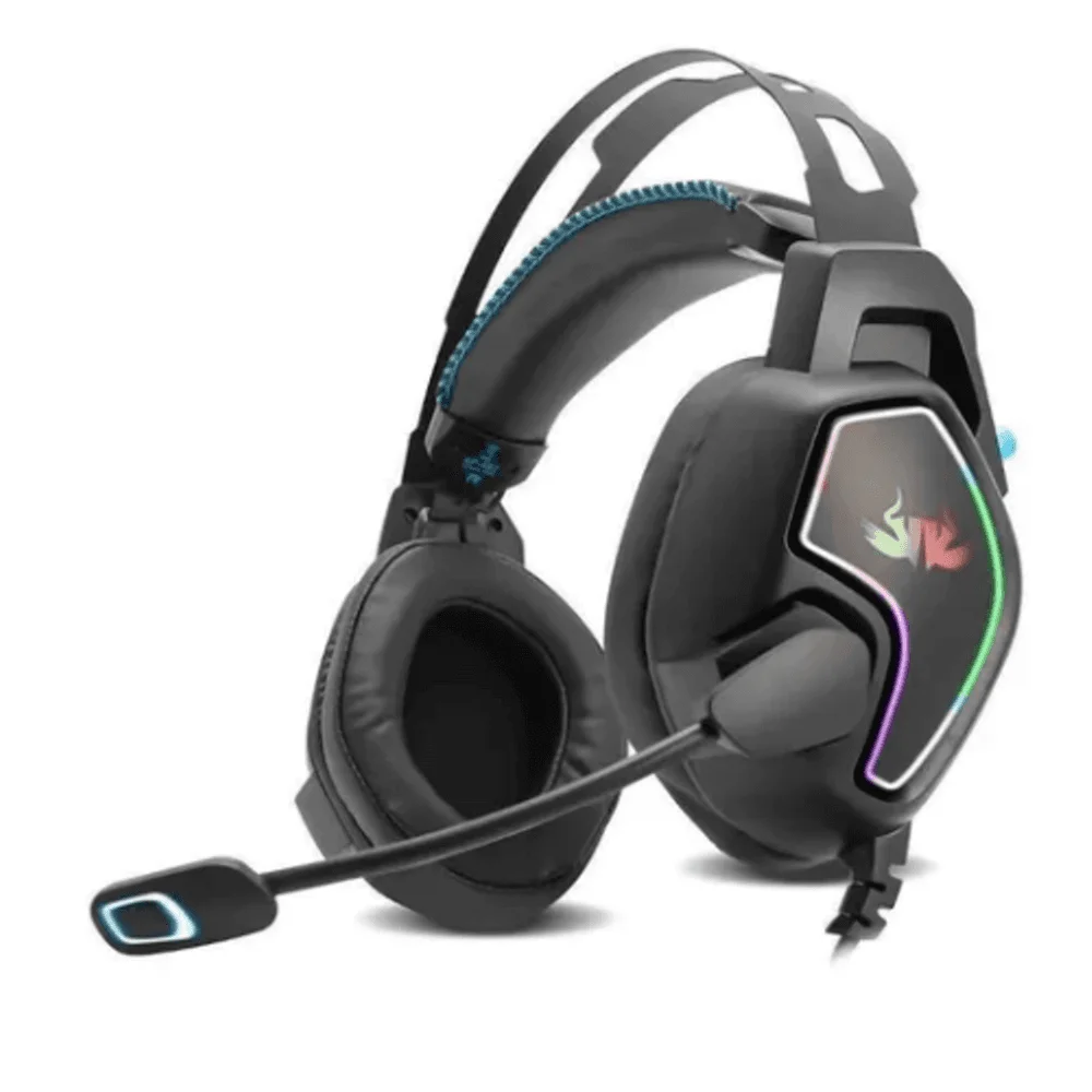 Headset Gamer Knup 487 7.1 com LED RGB USB Preto
