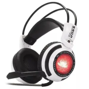 Headset Gamer Knup 7.1 Virtual com Iluminação USB + P2 Branco/Preto KP-400