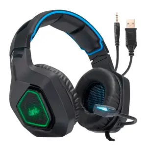 Headset Gamer Knup com Microfone e Iluminação USB para PC PS3 PS4 Xbox One Azul e Preto KP-488
