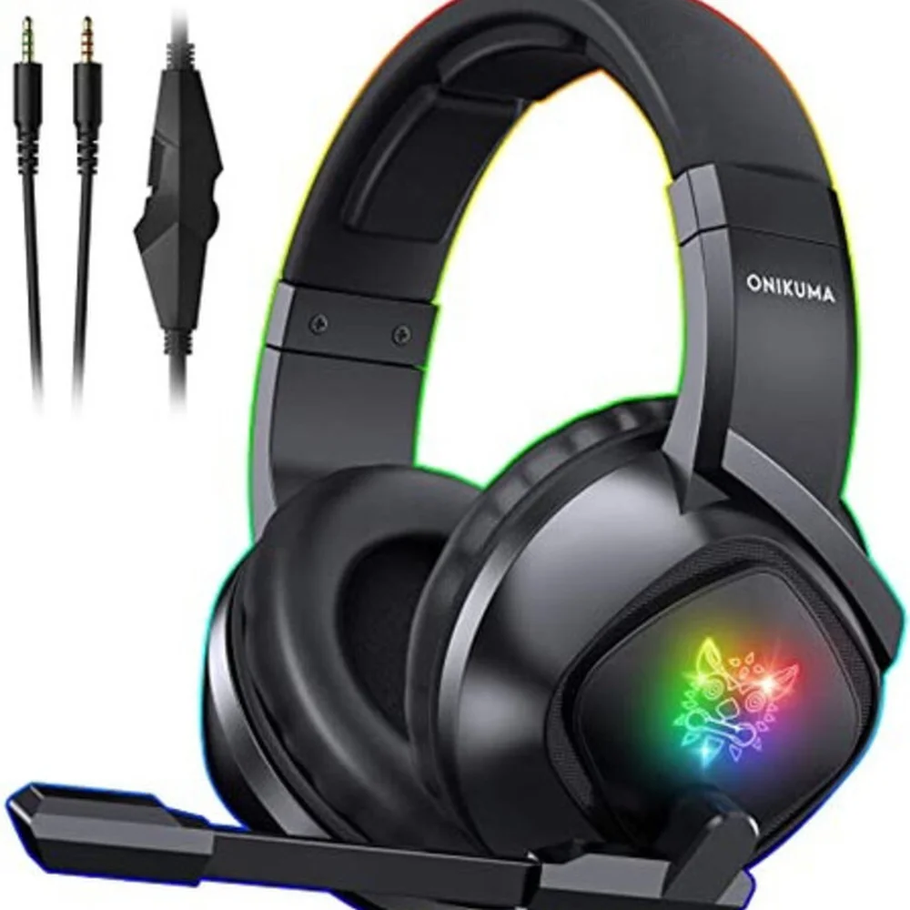 Headset Gamer Onikuma K19 com LED RGB para PS5 PS4 Xbox One PC Celular