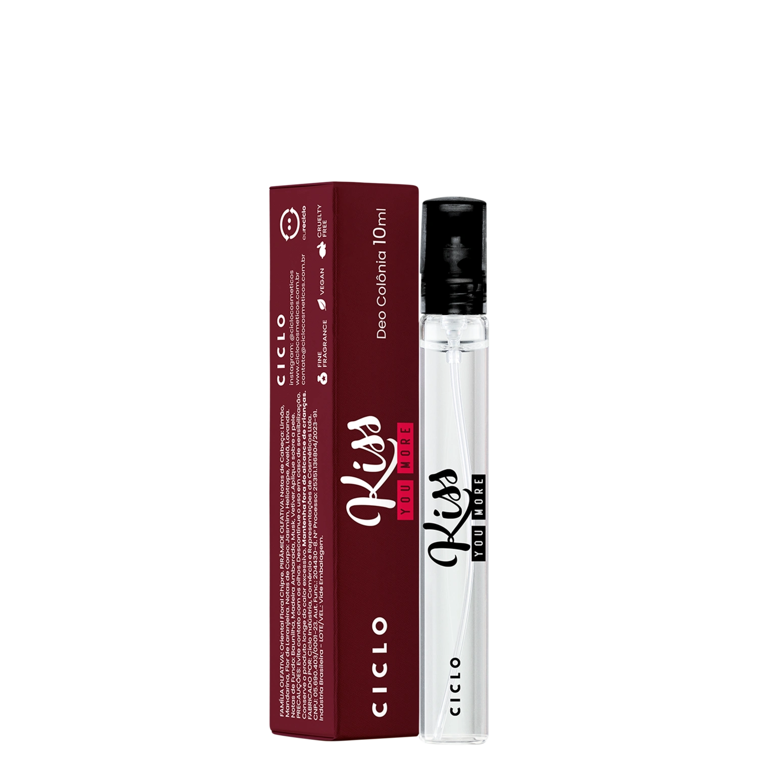 Perfume Feminino Desodorante Colônia Ciclo Cosméticos Kiss Me More 10ml