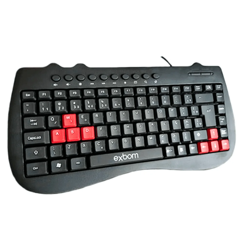 Teclado Mini Exbom Multimídia Com Fio USB 115 Teclas ABNT2 BK-M52