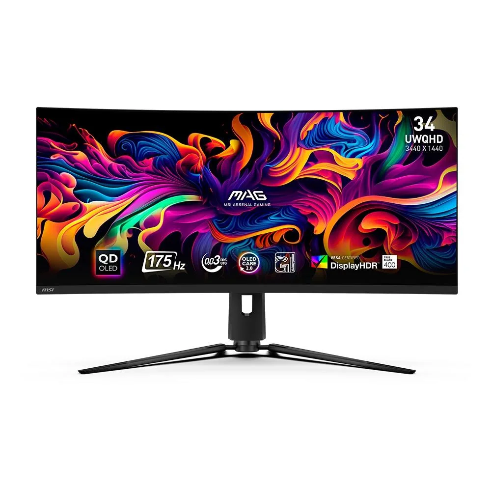 Monitor Gamer Curvo Ultrawide MSI MAG 34″ QHD QD-OLED 175Hz 0.3ms Adaptive-Sync HDR 341CQP