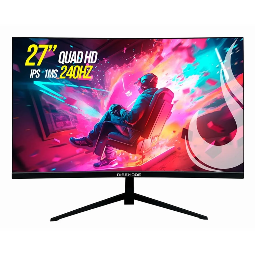 Monitor Gamer Curvo Rise Mode 27″ QHD IPS 240Hz 1ms Preto RM-MOG-27C2402K-B