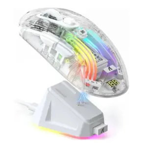 Mouse Gamer Sem Fio Attack Shark X2 Pro Tri-Mode RGB Branco Transparente X2 Pro