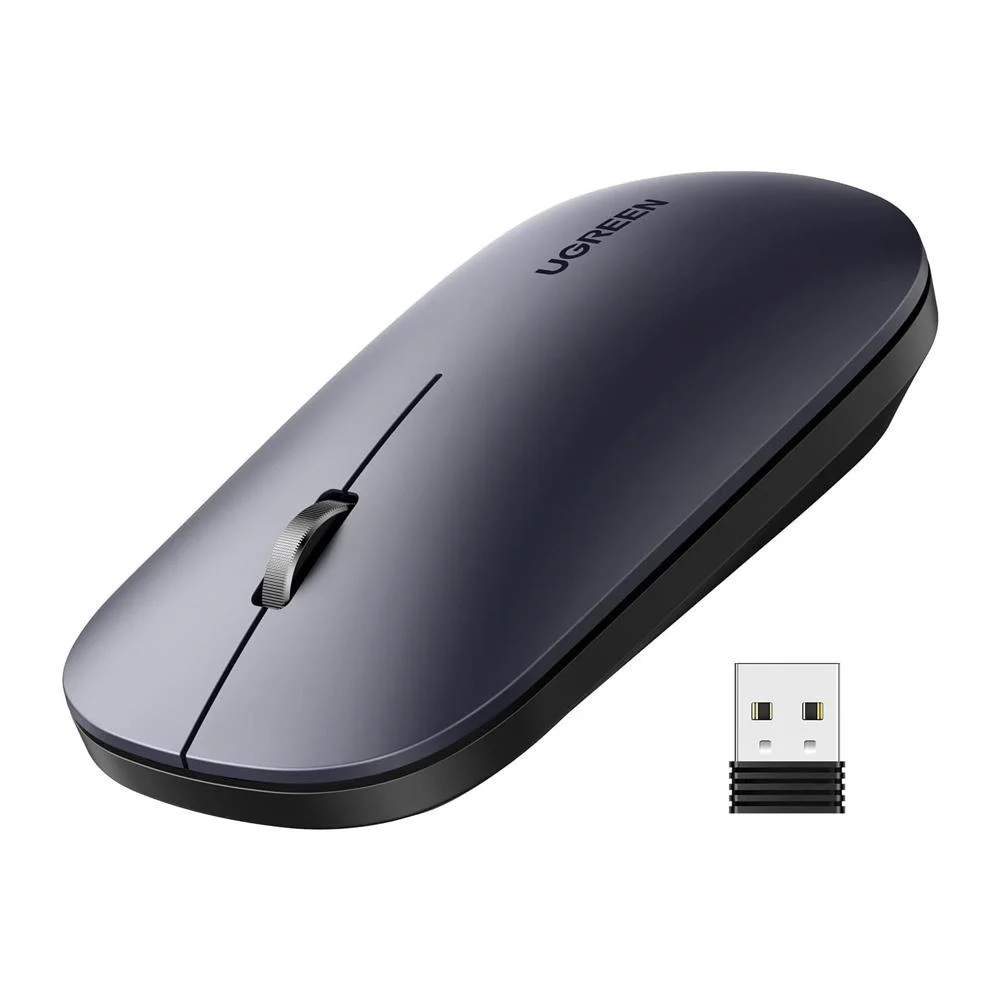 Mouse Sem Fio Ugreen Bluetooth 4000 DPI 2.4Ghz Cinza e Preto